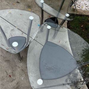 Modern Glass and Metal Nesting Tables